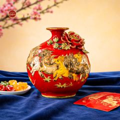 Quả Hút Lộc Men Đỏ Mã Đáo Thành Công Đắp Nổi Vẽ Vàng