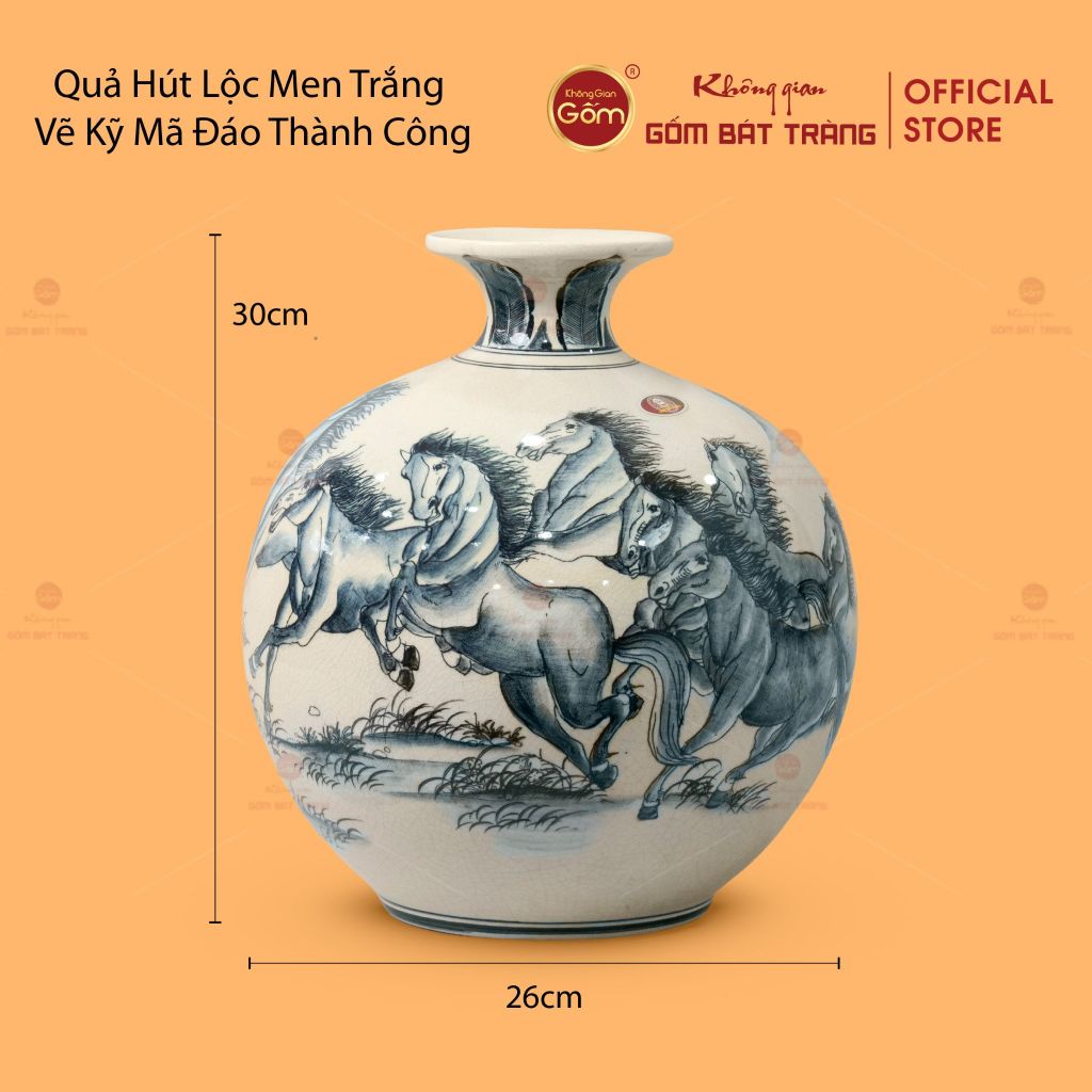 Quả Hút Lộc Men Trắng Mã Đáo Thành Công Vẽ Kỹ
