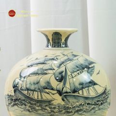 Quả Hút Lộc Men Trắng Thuận Buồm Xuôi Gió Vẽ Kỹ