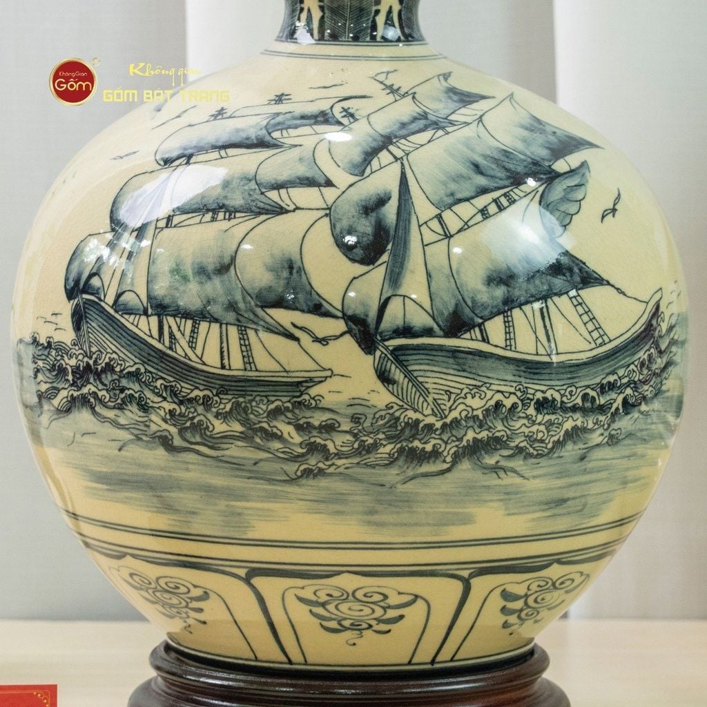 Quả Hút Lộc Men Trắng Thuận Buồm Xuôi Gió Vẽ Kỹ