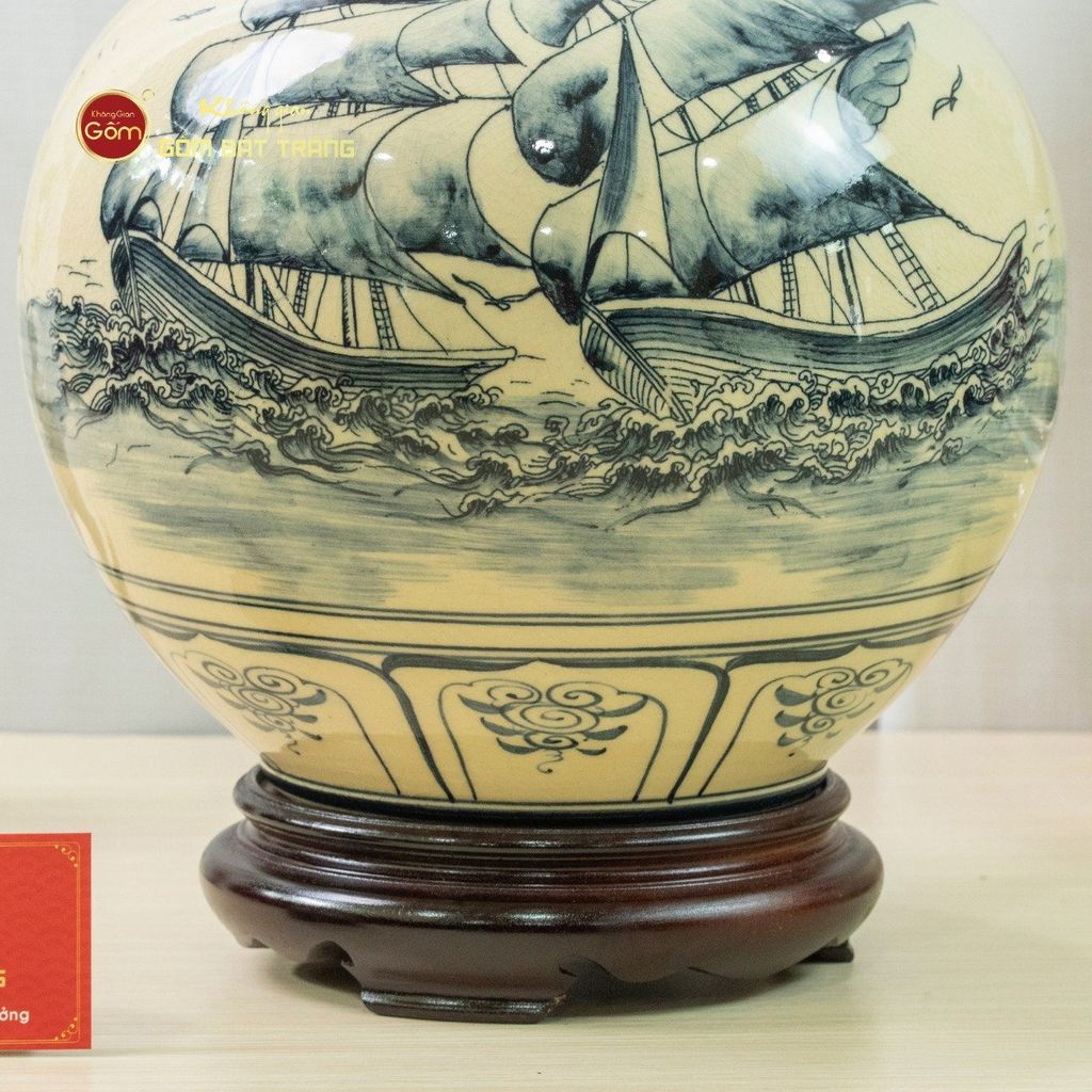 Quả Hút Lộc Men Trắng Thuận Buồm Xuôi Gió Vẽ Kỹ