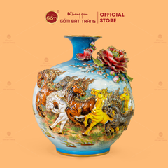 Quả Hút Lộc Men Xanh Mã Đáo Thành Công Đắp Nổi Vẽ Vàng