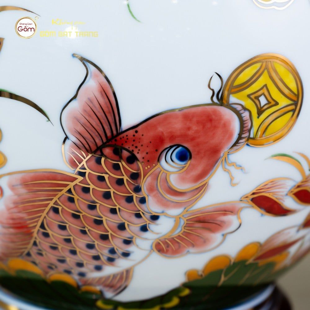 Quả Hút Lộc Niên Niên Hữu Dư Bạch Bảo Vẽ Vàng