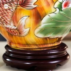 Quả Hút Lộc Niên Niên Hữu Dư Cẩm Thạch Kim Bảo Vẽ Vàng