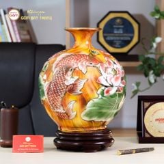 Quả Hút Lộc Niên Niên Hữu Dư Cẩm Thạch Kim Bảo Vẽ Vàng