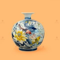 Quả Hút Lộc Niên Niên Hữu Dư Gấm Ngọc Chạm Nổi