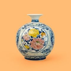 Quả Hút Lộc Song Thọ Mẫu Đơn Phú Quý Tứ Thời Lam Huế Gấm Ngọc