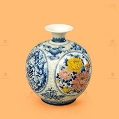 Quả Hút Lộc Song Thọ Mẫu Đơn Phú Quý Tứ Thời Lam Huế Gấm Ngọc