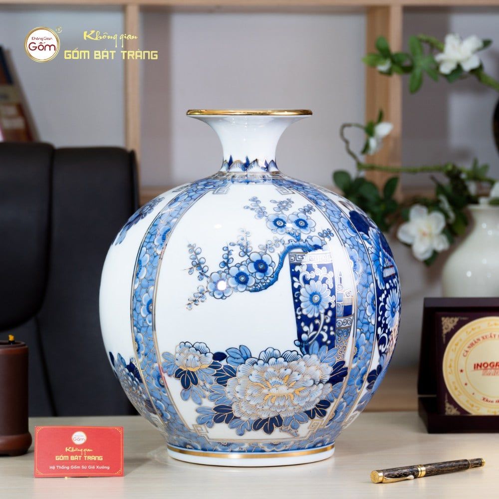 Quả Hút Lộc Tứ Quý Cổ Đồ Bạch Bảo Vẽ Vàng