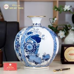 Quả Hút Lộc Tứ Quý Cổ Đồ Bạch Bảo Vẽ Vàng