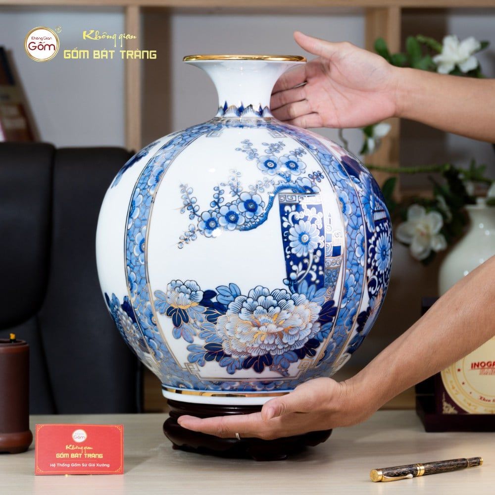 Quả Hút Lộc Tứ Quý Cổ Đồ Bạch Bảo Vẽ Vàng