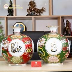 Quả Hút Lộc Vạn Sự Như Ý Tứ Hoa Phú Quý Hồng Bảo Vẽ Vàng