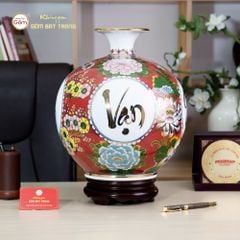 Quả Hút Lộc Vạn Sự Như Ý Tứ Hoa Phú Quý Hồng Bảo Vẽ Vàng