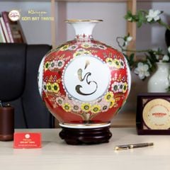 Quả Hút Lộc Vạn Sự Như Ý Tứ Hoa Phú Quý Hồng Bảo Vẽ Vàng