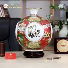 Quả Hút Lộc Vạn Sự Như Ý Tứ Hoa Phú Quý Hồng Bảo Vẽ Vàng
