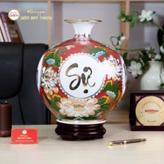 Quả Hút Lộc Vạn Sự Như Ý Tứ Hoa Phú Quý Hồng Bảo Vẽ Vàng