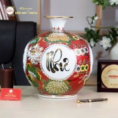 Quả Hút Lộc Vạn Sự Như Ý Tứ Hoa Phú Quý Hồng Bảo Vẽ Vàng