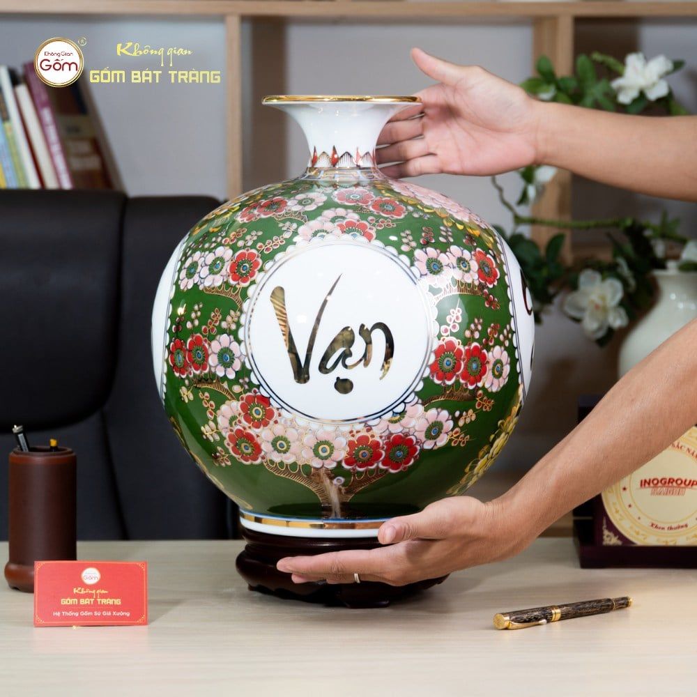 Quả Hút Lộc Vạn Sự Như Ý Tứ Hoa Phú Quý Lục Bảo Vẽ Vàng