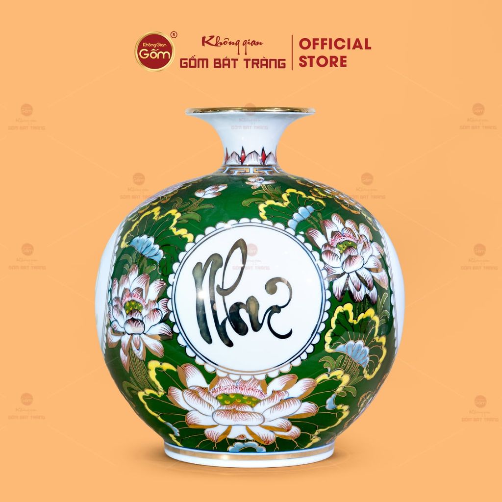 Quả Hút Lộc Vạn Sự Như Ý Tứ Hoa Phú Quý Lục Bảo Vẽ Vàng