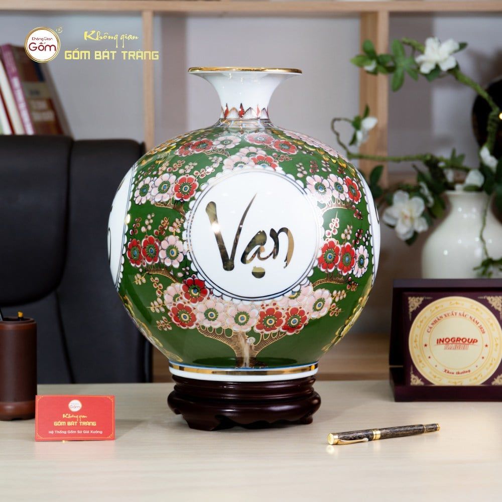 Quả Hút Lộc Vạn Sự Như Ý Tứ Hoa Phú Quý Lục Bảo Vẽ Vàng
