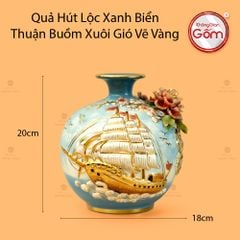 Quả Hút Lộc Xanh Biển Thuận Buồm Xuôi Gió Vẽ Vàng