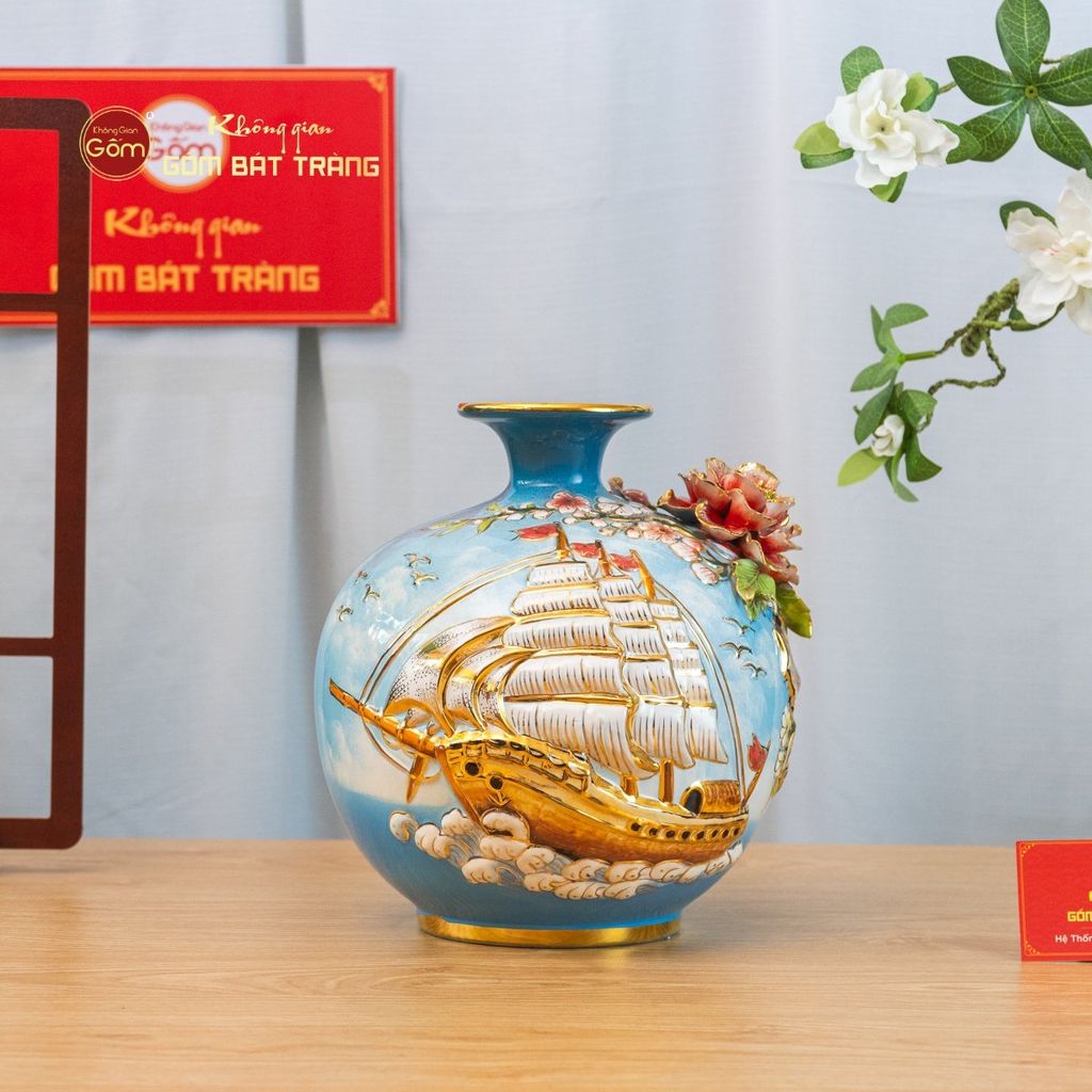 Quả Hút Lộc Xanh Biển Thuận Buồm Xuôi Gió Vẽ Vàng