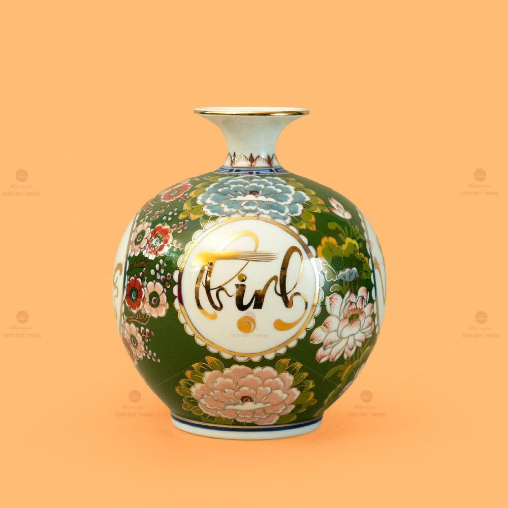 Quả Hút Lộc Xanh Ngọc An Khang Thịnh Vượng Tứ Hoa Phú Quý Vẽ Vàng