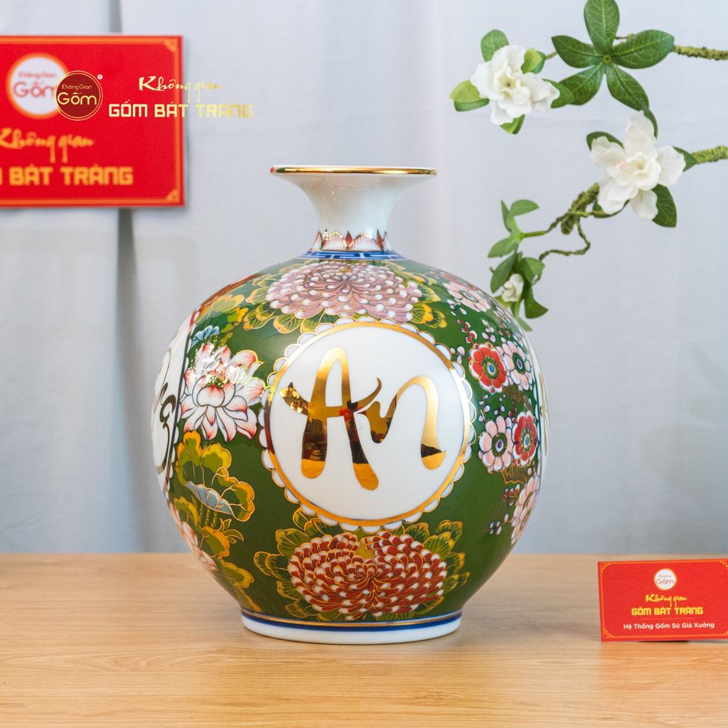 Quả Hút Lộc Xanh Ngọc An Khang Thịnh Vượng Tứ Hoa Phú Quý Vẽ Vàng