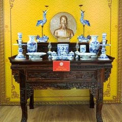 [Set Cao Cấp] Bộ Đồ Thờ Bác Hồ Men Lam (16 món)