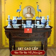 [Set Cao Cấp] Bộ Đồ Thờ Bác Hồ Men Lam (16 món)