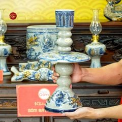 [Set Cao Cấp] Bộ Đồ Thờ Bác Hồ Men Rạn (16 món)