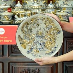 [Set Cao Cấp] Bộ Đồ Thờ Gia Tiên Men Rạn Vẽ Vàng (17 món)