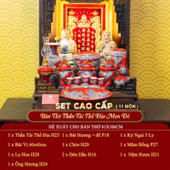 [Set Cao Cấp] Bộ Đồ Thờ Thần Tài Thổ Địa Men Đỏ (11 món)