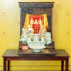 [Set Cao Cấp] Bộ Đồ Thờ Thần Tài Thổ Địa Men Hoàng Tộc Vẽ Vàng (11 món)