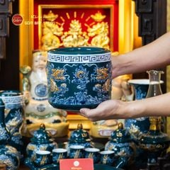 [Set Cao Cấp] Bộ Đồ Thờ Thần Tài Thổ Địa Men Lục (11 món)