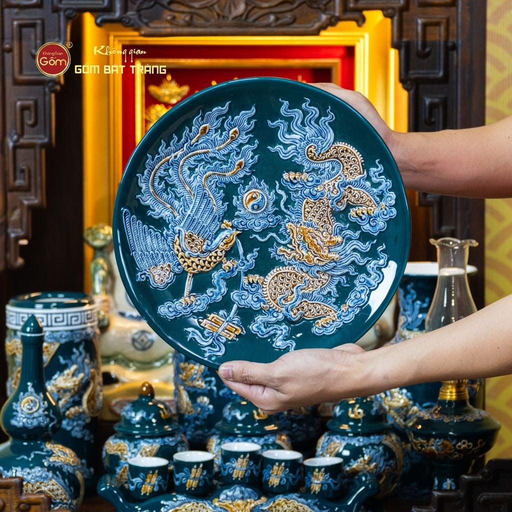 [Set Cao Cấp] Bộ Đồ Thờ Thần Tài Thổ Địa Men Lục (11 món)