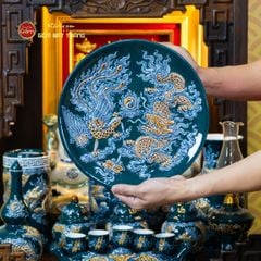 [Set Cao Cấp] Bộ Đồ Thờ Thần Tài Thổ Địa Men Lục (11 món)