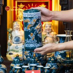 [Set Cao Cấp] Bộ Đồ Thờ Thần Tài Thổ Địa Men Lục (11 món)