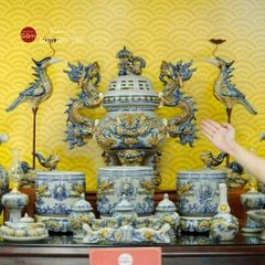 [Set Cao Cấp] Bộ Đồ Thờ Gia Tiên Men Rạn (17 món)