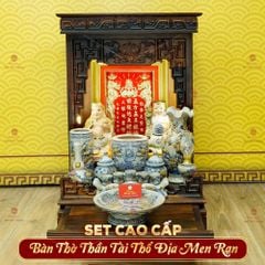[Set Cao Cấp] Bộ Đồ Thờ Thần Tài Thổ Địa Men Rạn (11 món)