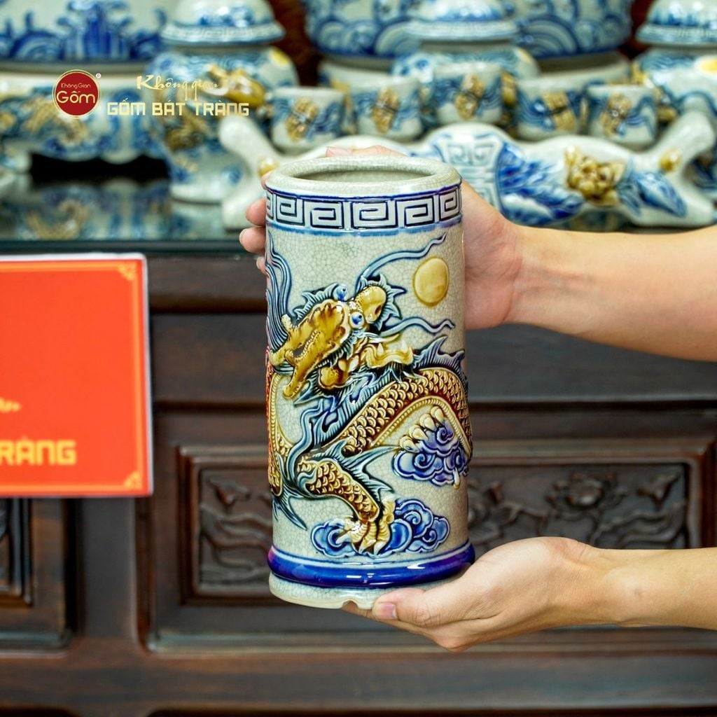 [Set Cao Cấp] Bộ Đồ Thờ Gia Tiên Men Rạn (17 món)