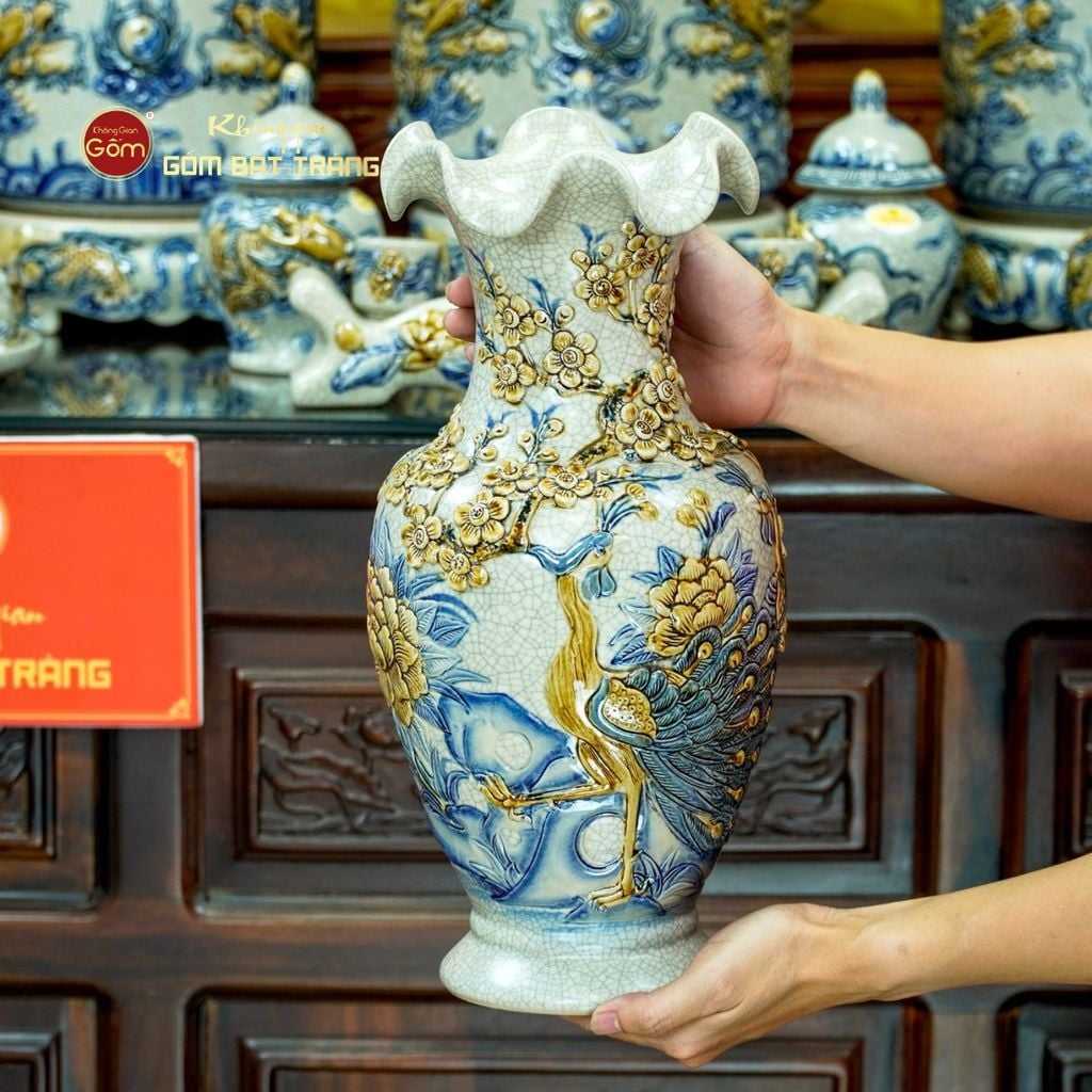 [Set Cao Cấp] Bộ Đồ Thờ Gia Tiên Men Rạn (17 món)