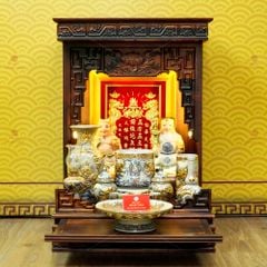 [Set Cao Cấp] Bộ Đồ Thờ Thần Tài Thổ Địa Men Rạn Vẽ Vàng (11 món)