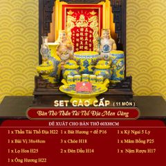 [Set Cao Cấp] Bộ Đồ Thờ Thần Tài Thổ Địa Men Vàng (11 món)