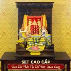[Set Cao Cấp] Bộ Đồ Thờ Thần Tài Thổ Địa Men Vàng (11 món)