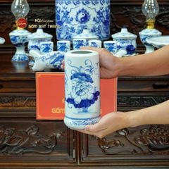 [Set Cao Cấp] Bộ Đồ Thờ Bác Hồ Men Lam (16 món)