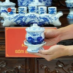 [Set Cao Cấp] Bộ Đồ Thờ Bác Hồ Men Lam (16 món)