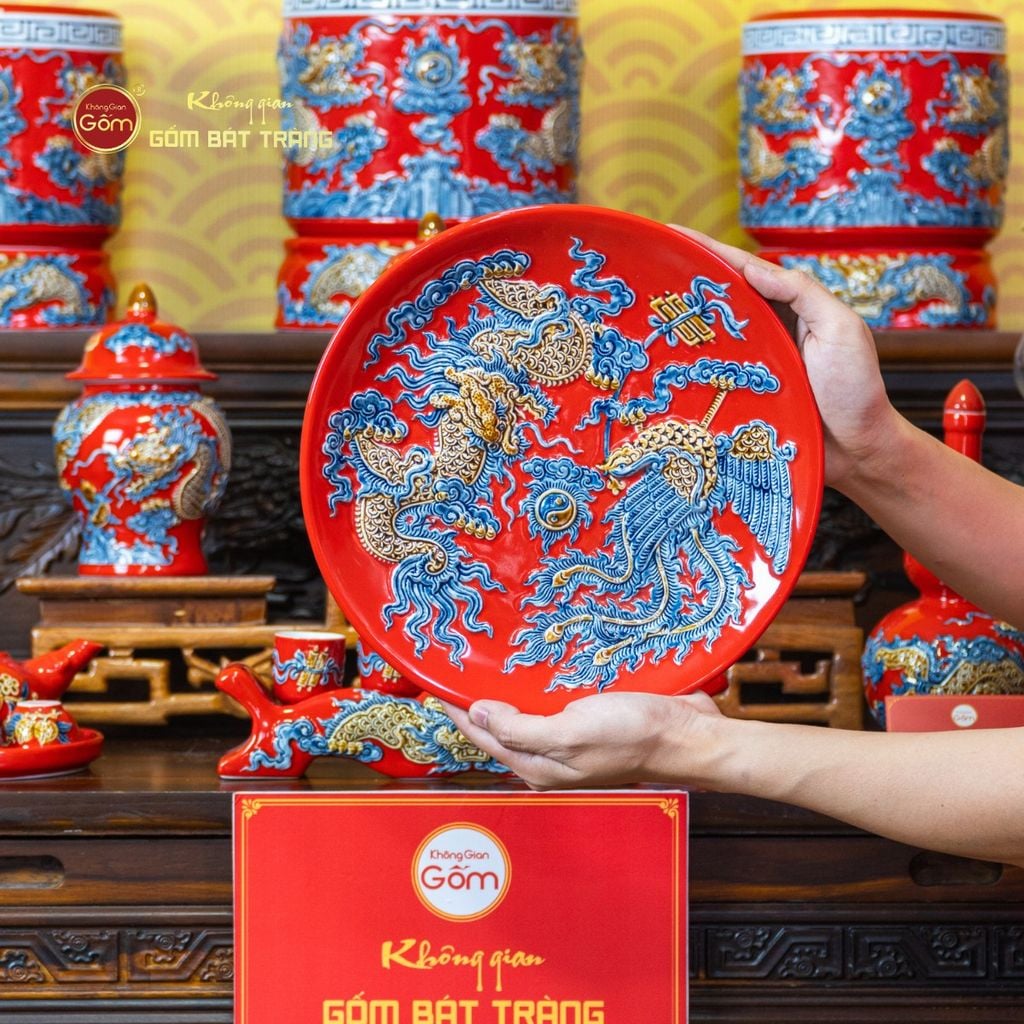 [Set Cơ Bản] Bộ Đồ Thờ Gia Tiên Men Đỏ (15 món)