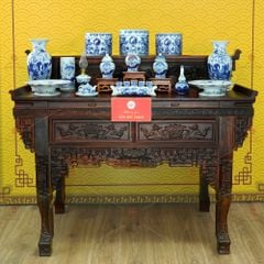 [Set Cơ Bản] Bộ Đồ Thờ Gia Tiên Men Lam (15 món)