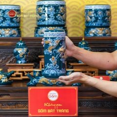 Ống Hương Men Lục Họa Tiết Cá Chép Hóa Rồng